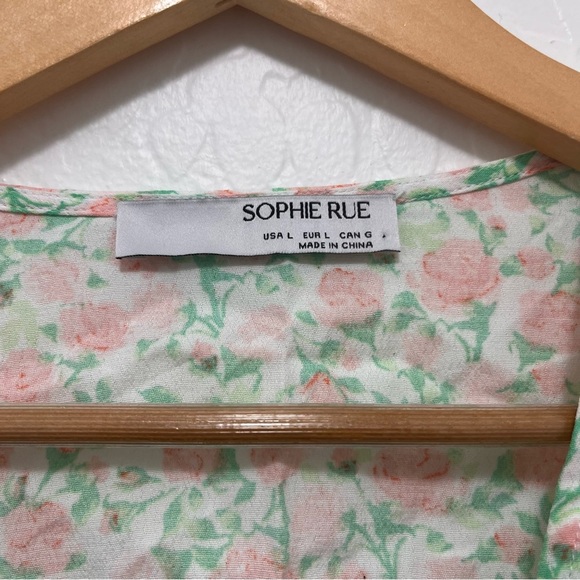Sophie Rue Floral Tie Back Short Sleeve Blouse Large - Picture 4 of 7